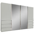 SCHWEBETÜRENSCHRANK 330/217/67 cm 4-türig Weiß  - Chromfarben/Weiß, Design, Glas/Holzwerkstoff (330/217/67cm) - Novel