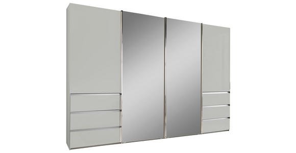 SCHWEBETÜRENSCHRANK 330/217/67 cm 4-türig Weiß  - Chromfarben/Weiß, Design, Glas/Holzwerkstoff (330/217/67cm) - Novel