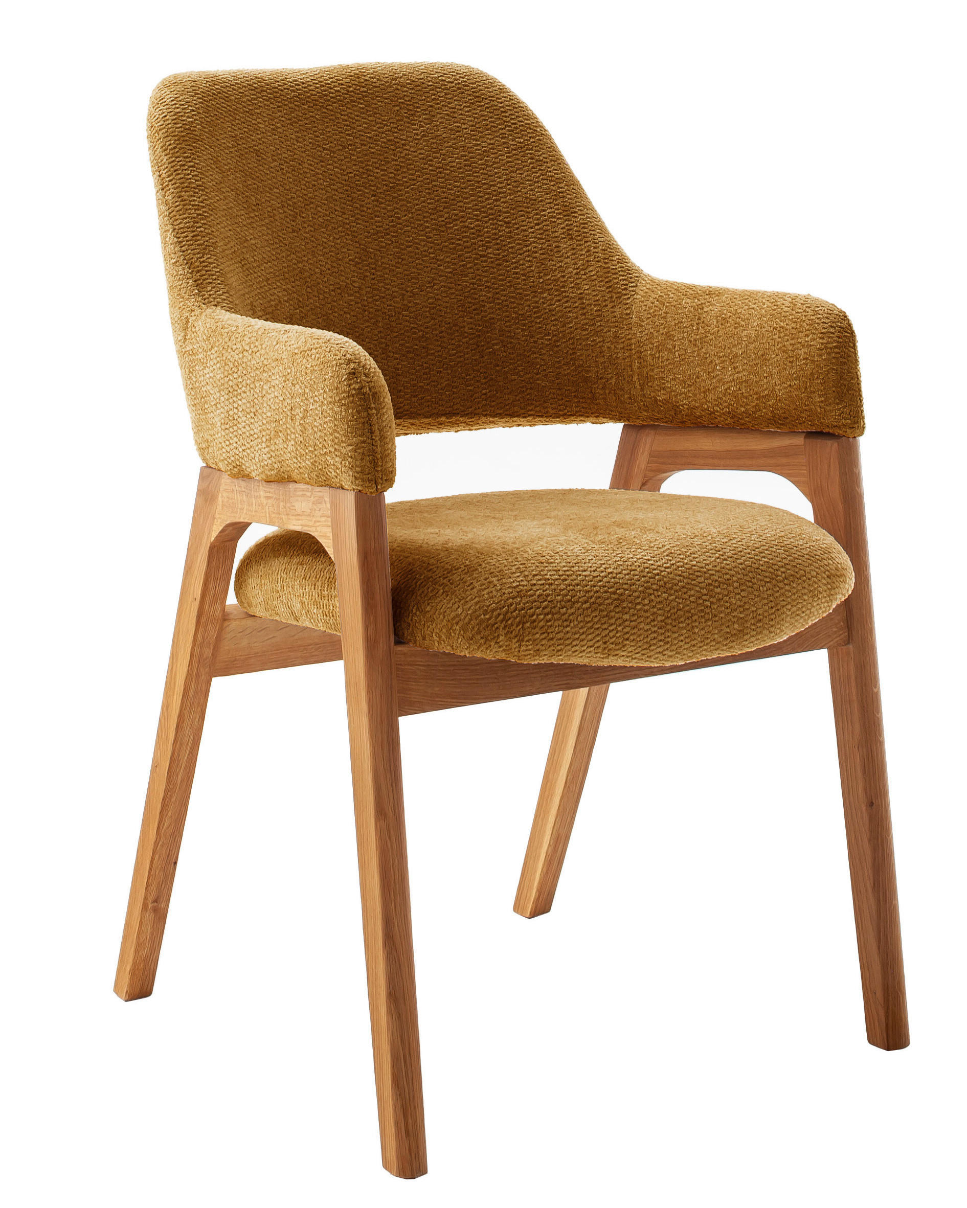 ARMLEHNSTUHL   Bouclé  Currygelb  - Currygelb/Wildeiche, Modern, Holz/Textil (56/86/62cm) - MID.YOU