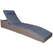 GARTENLIEGE - Braun/Grau, Design, Kunststoff/Textil (199/34/61cm) - Ambia Garden