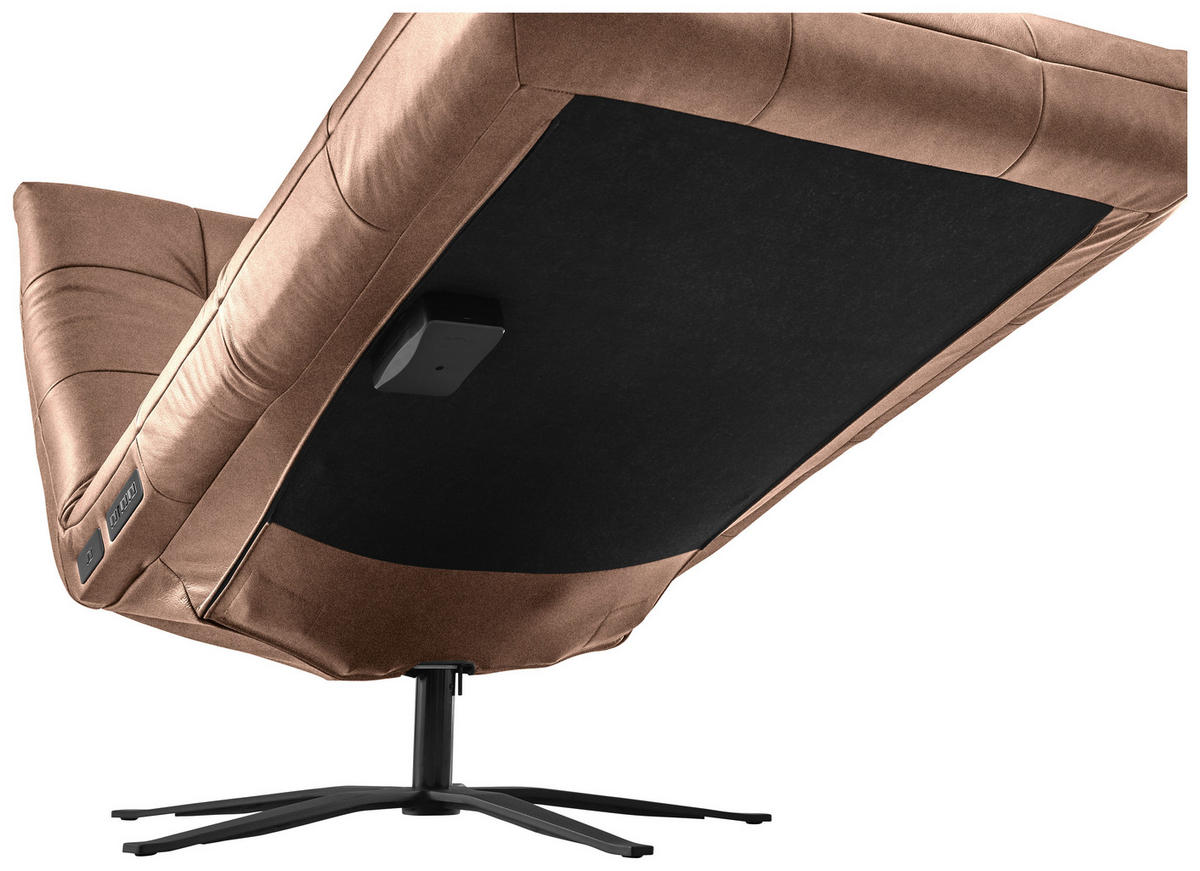 RELAXLIEGE in Echtleder Braun  - Schwarz/Braun, MODERN, Leder/Metall (82/53-115/156-206cm) - Pure Home Comfort