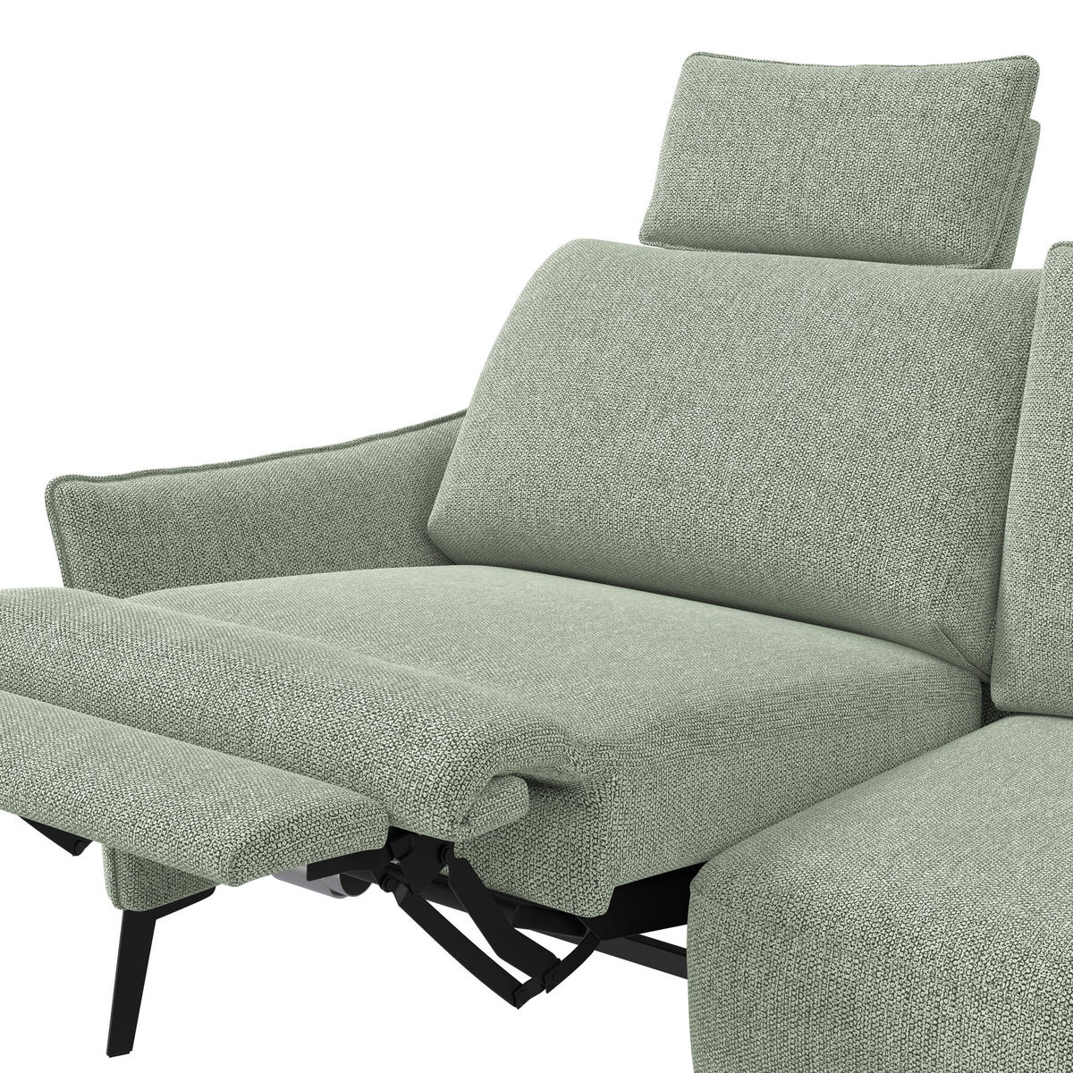 3-SITZER-SOFA Chenille Greige  - Greige/Schwarz, Konventionell, Textil/Metall (184/90/92cm) - Elegando