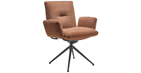 ARMLEHNSTUHL  Lederauswahl, Stoffauswahl, Typenauswahl, Wippfunktion, Sitzfläche 360° drehbar beflockt  - Anthrazit/Haselnussfarben, Design, Textil/Metall (70/89/68cm) - Dieter Knoll