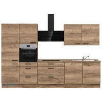 KÜCHENLEERBLOCK 330 cm   in Eiche dunkel  - Eiche dunkel/Schwarz, MODERN, Holzwerkstoff/Metall (330cm) - Nobilia