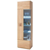 VITRINE in massiv Eiche Eichefarben  - Edelstahlfarben/Eichefarben, Design, Glas/Holz (60/208/38cm) - Livetastic