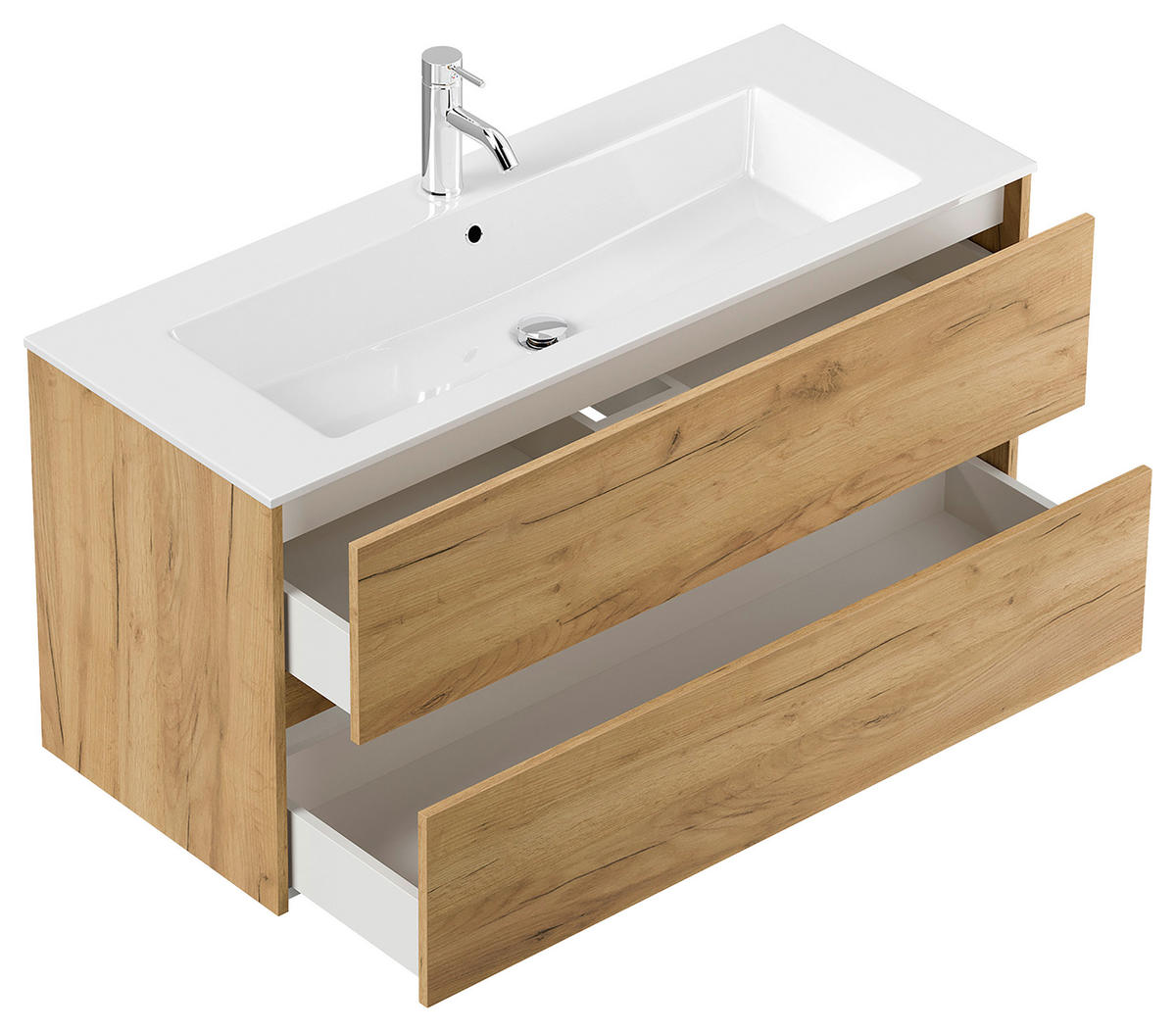 BADEZIMMER 2-teilig  in 120 cm  - Eichefarben/Weiß, Basics, Holzwerkstoff/Stein (120cm) - MID.YOU