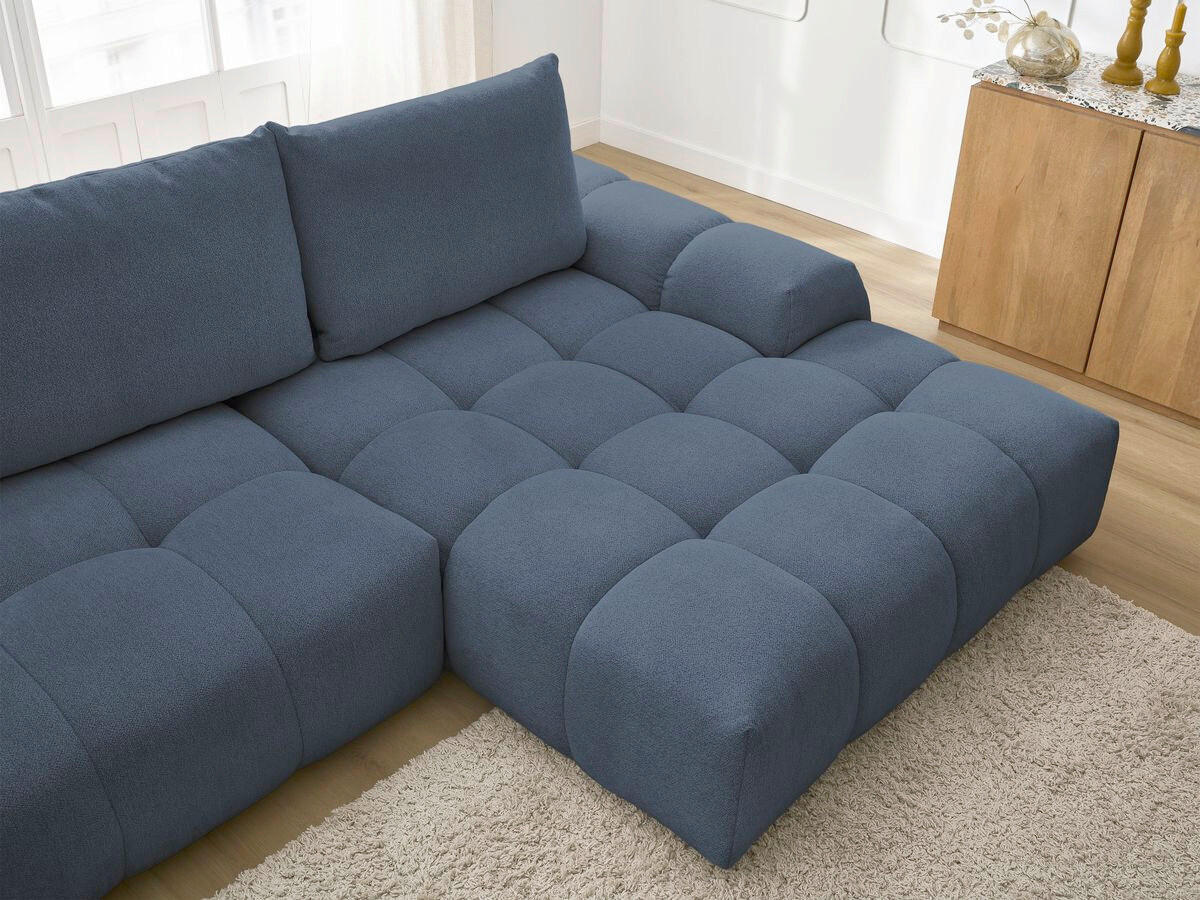 ECKSCHLAFSOFA EVEREST  mit Rücken echt, Armteil links, Armteil rechts Flachgewebe Dunkelblau  - Schwarz/Dunkelblau, MODERN, Kunststoff/Textil (318/180cm) - Livetastic