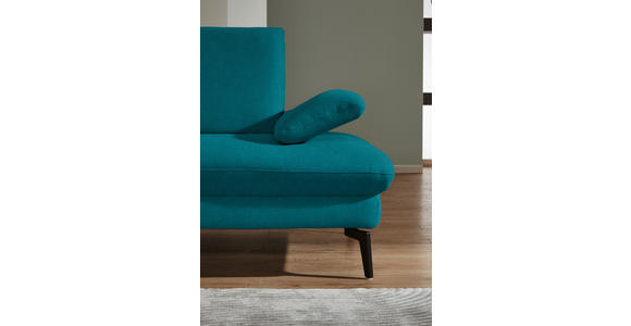 ECKSOFA in Chenille, Mikrofaser Petrol 157/299 cm - Petrol/Schwarz, Design, Textil/Metall (157/299cm) - Dieter Knoll