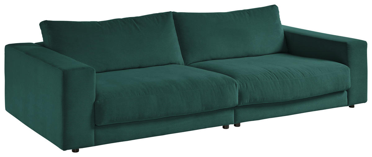 3-SITZER-SOFA in Feincord Grün  - Schwarz/Grün, Design, Kunststoff/Textil (290/86/127cm) - Lomoco