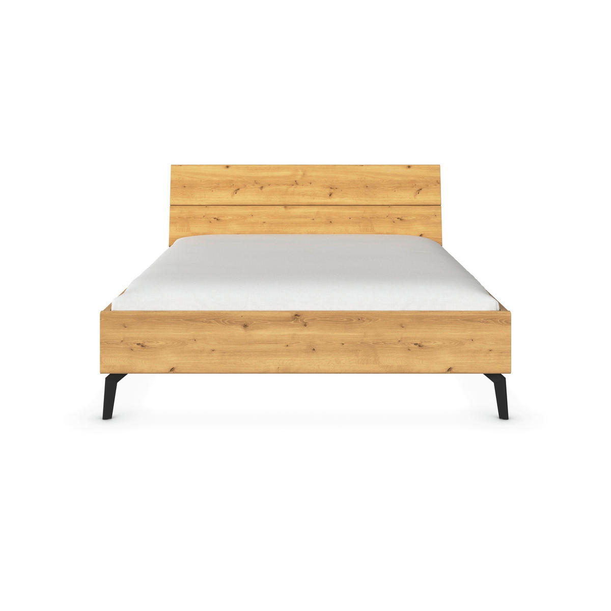 ÁGY 160/200 cm  tölgyfa színű  - tölgyfa színű/fekete, Basics, faalapú anyag/fa (160/200cm) - Novel