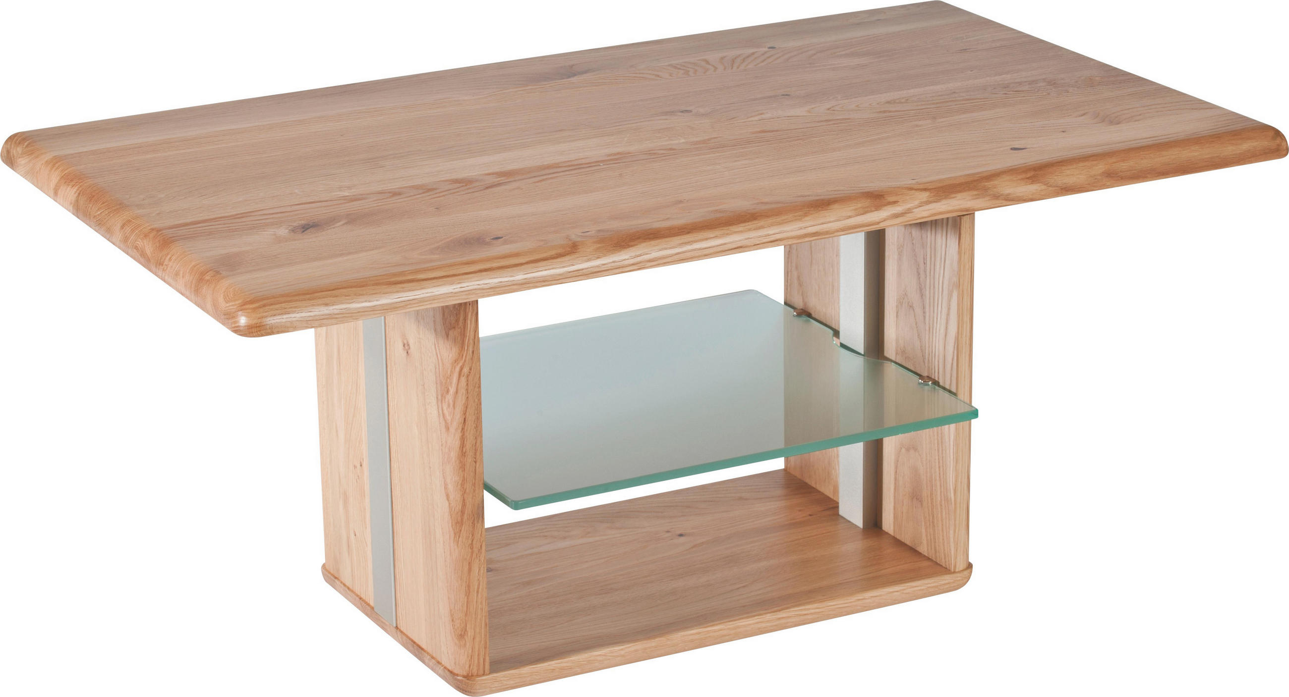 Couchtisch in Holz, Glas 110/65/50-69 cm