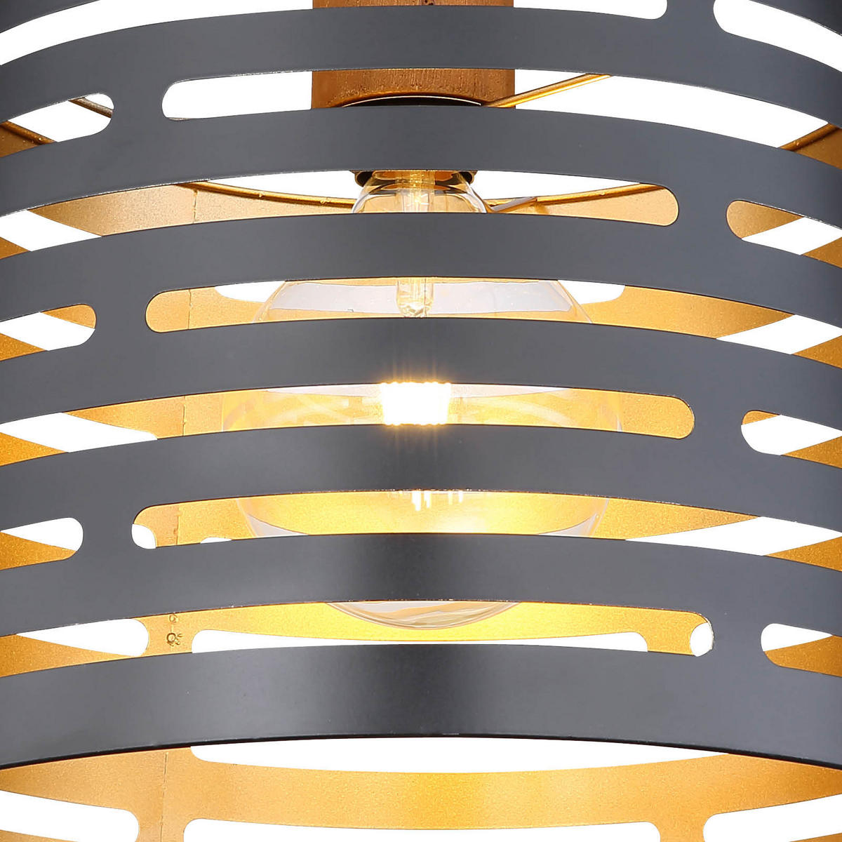 HÄNGELEUCHTE 35/120 cm    - Goldfarben/Schwarz, Natur, Holz/Metall (35/120cm) - Globo