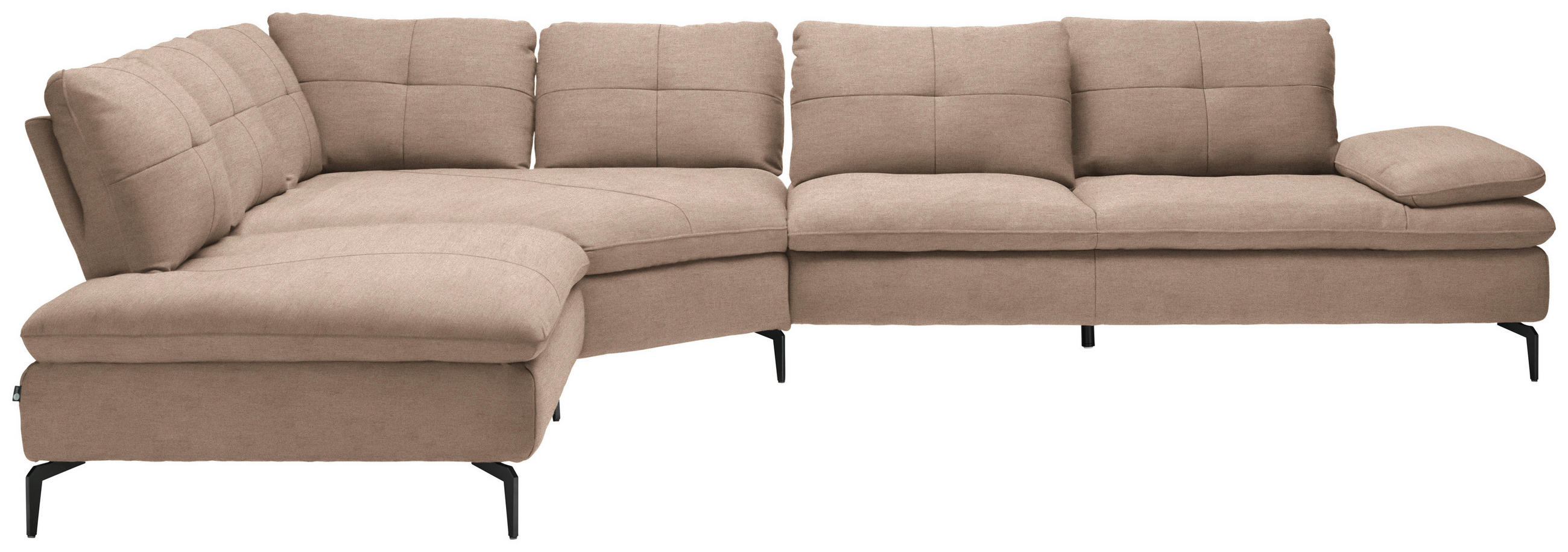 ECKSOFA in Flachgewebe Taupe  - Taupe/Schwarz, Design, Textil/Metall (271/344cm) - Chilliano