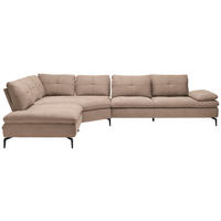 ECKSOFA in Flachgewebe Taupe  - Taupe/Schwarz, Design, Textil/Metall (271/344cm) - Chilliano