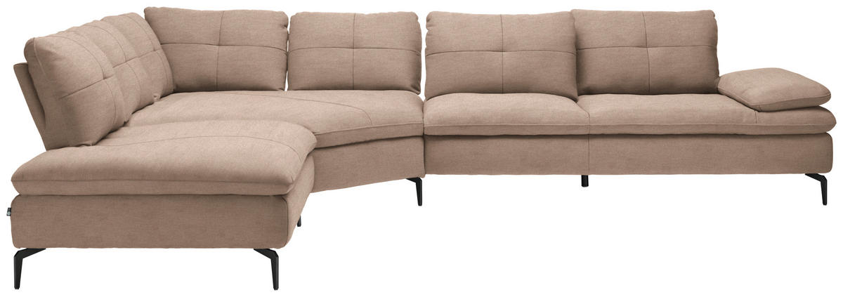 ECKSOFA in Flachgewebe Taupe  - Taupe/Schwarz, Design, Textil/Metall (271/344cm) - Chilliano