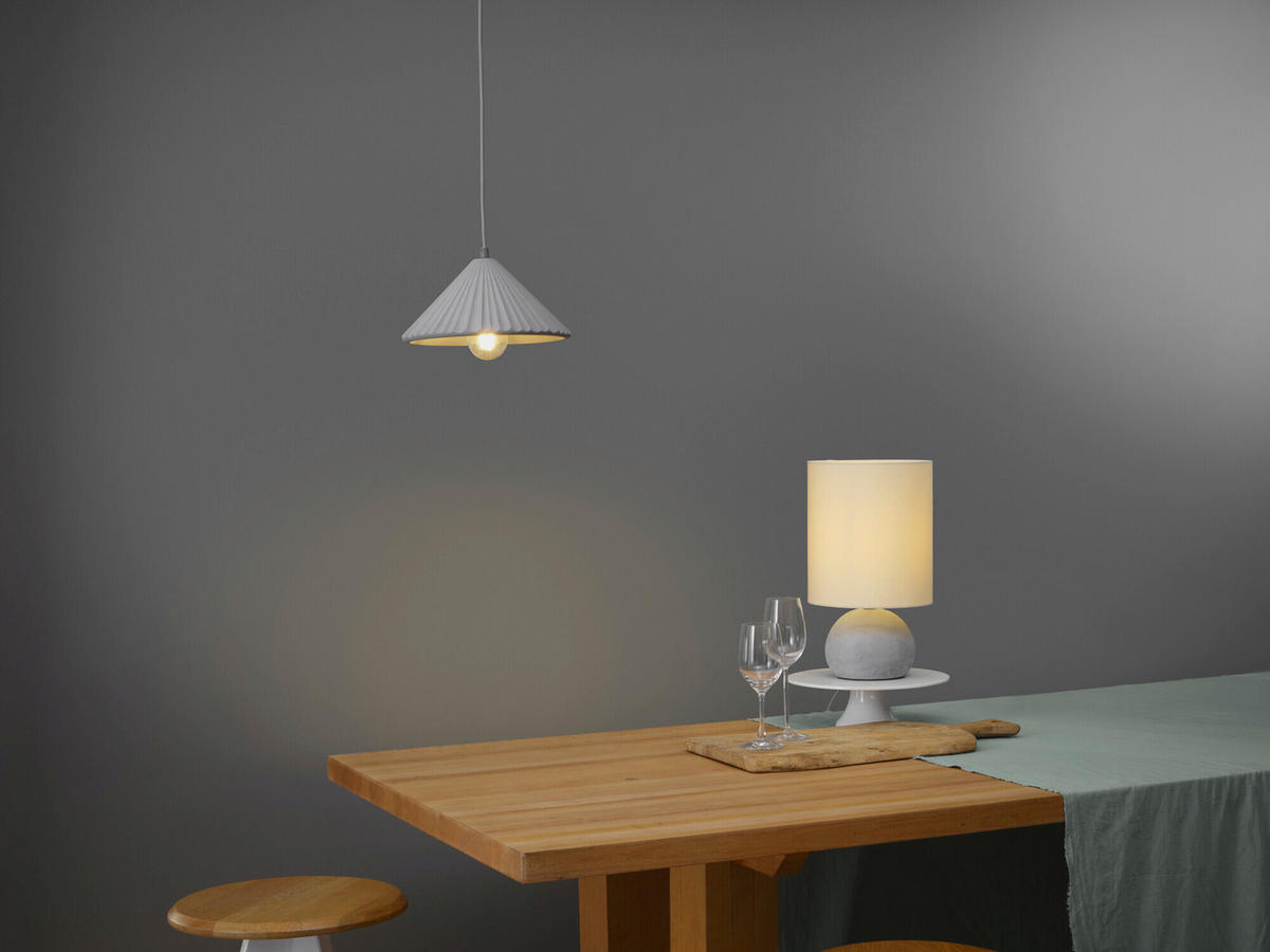 TISCHLEUCHTE 22/38 cm   - Beige/Grau, Basics, Stein (22/38cm) - Osram
