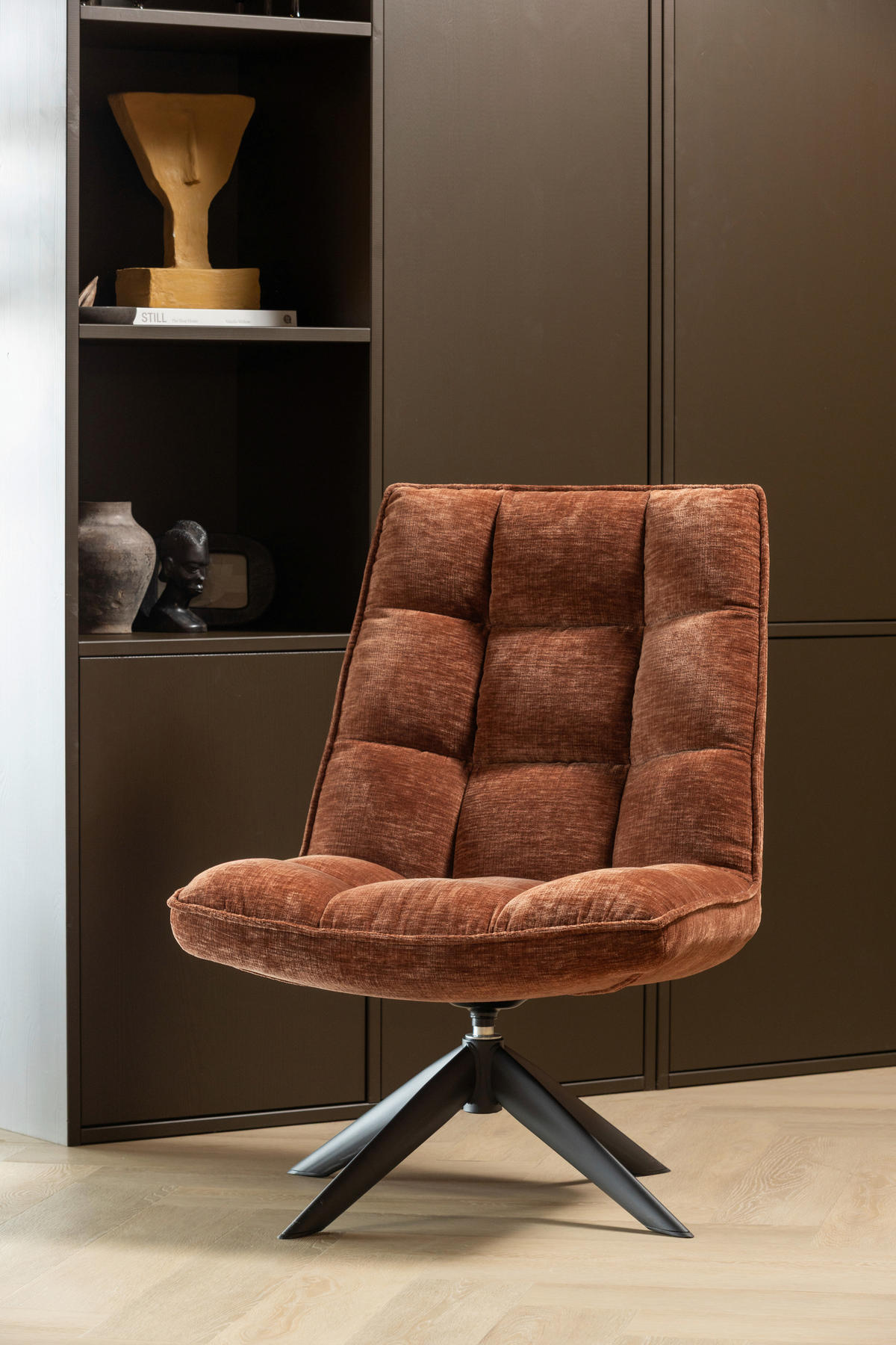 SESSEL in Chenille Rostfarben  - Rostfarben/Schwarz, MODERN, Textil/Metall (70/97/85cm) - Livetastic