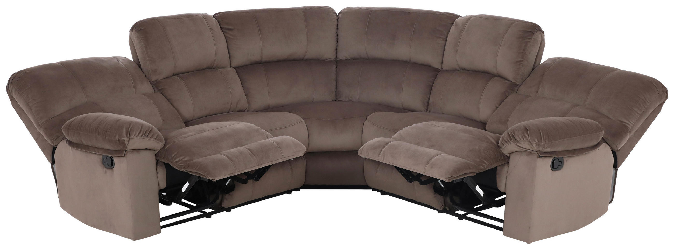 ECKSOFA Braun Samt  - Schwarz/Braun, KONVENTIONELL, Kunststoff/Textil (253/100/253cm) - P & B