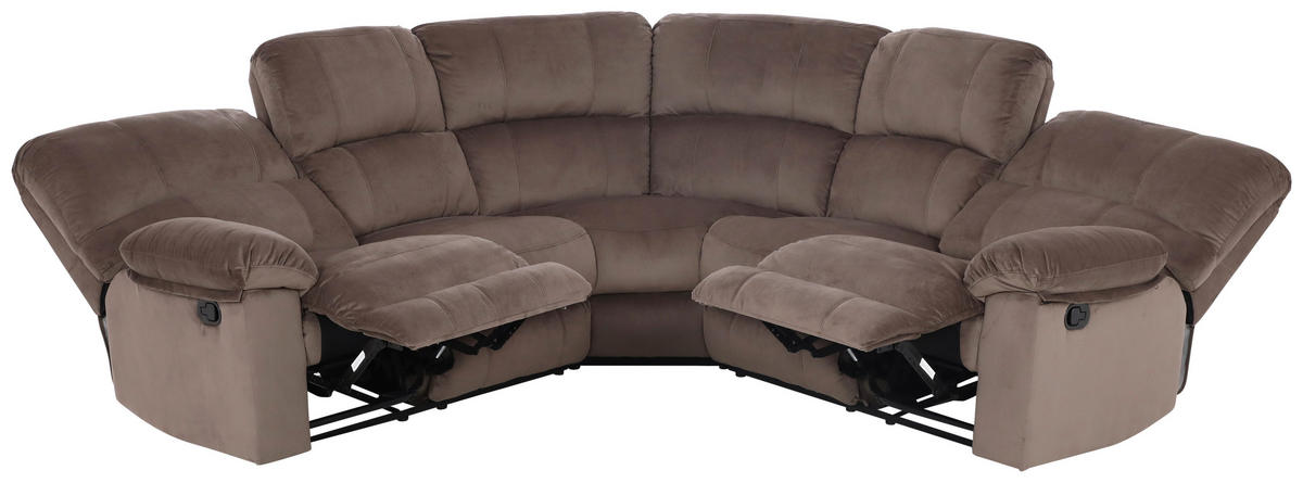 ECKSOFA Eckteil  Braun Samt  - Schwarz/Braun, KONVENTIONELL, Kunststoff/Textil (253/100/253cm) - P & B
