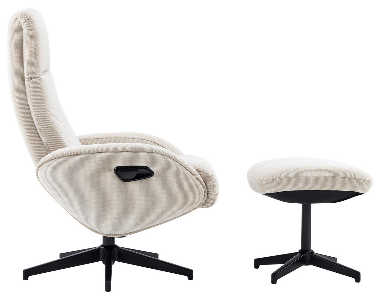 RELAXSESSELSET BASTY Webstoff Hocker    - Beige/Schwarz, Design, Textil/Metall (75/107/77cm) - Livetastic