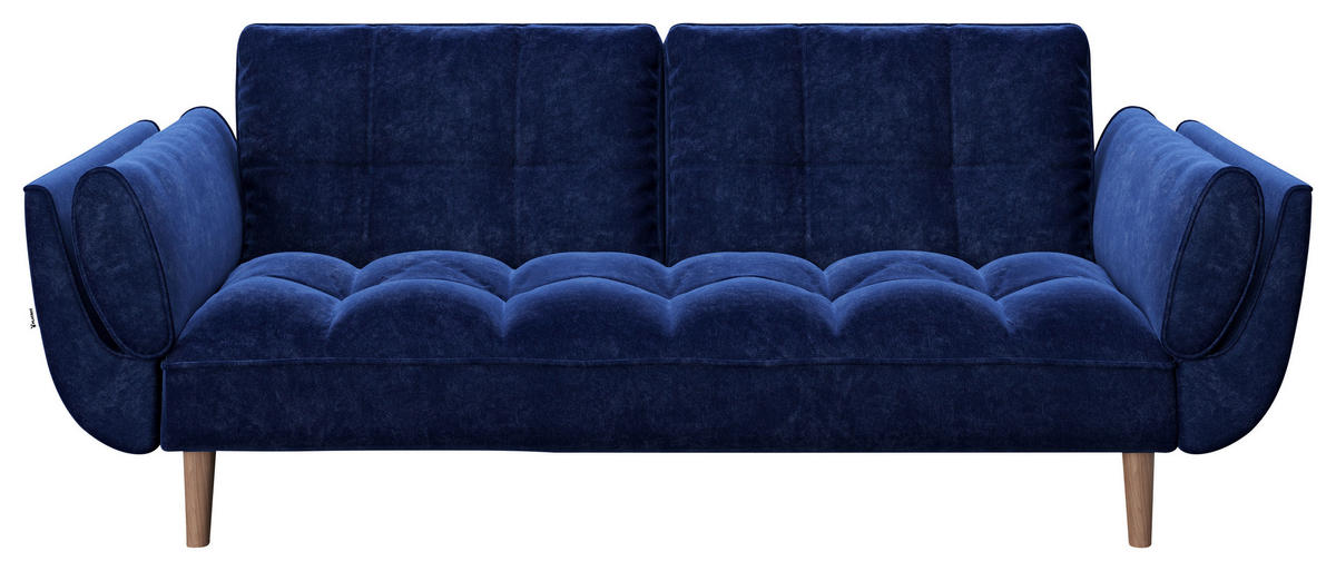 ZOFA S POSTELJNO FUNKCIJO,  modra tekstil  - modra/rjava, Konvencionalno, tekstil/les (215/81,5/84,5cm) - Playboy
