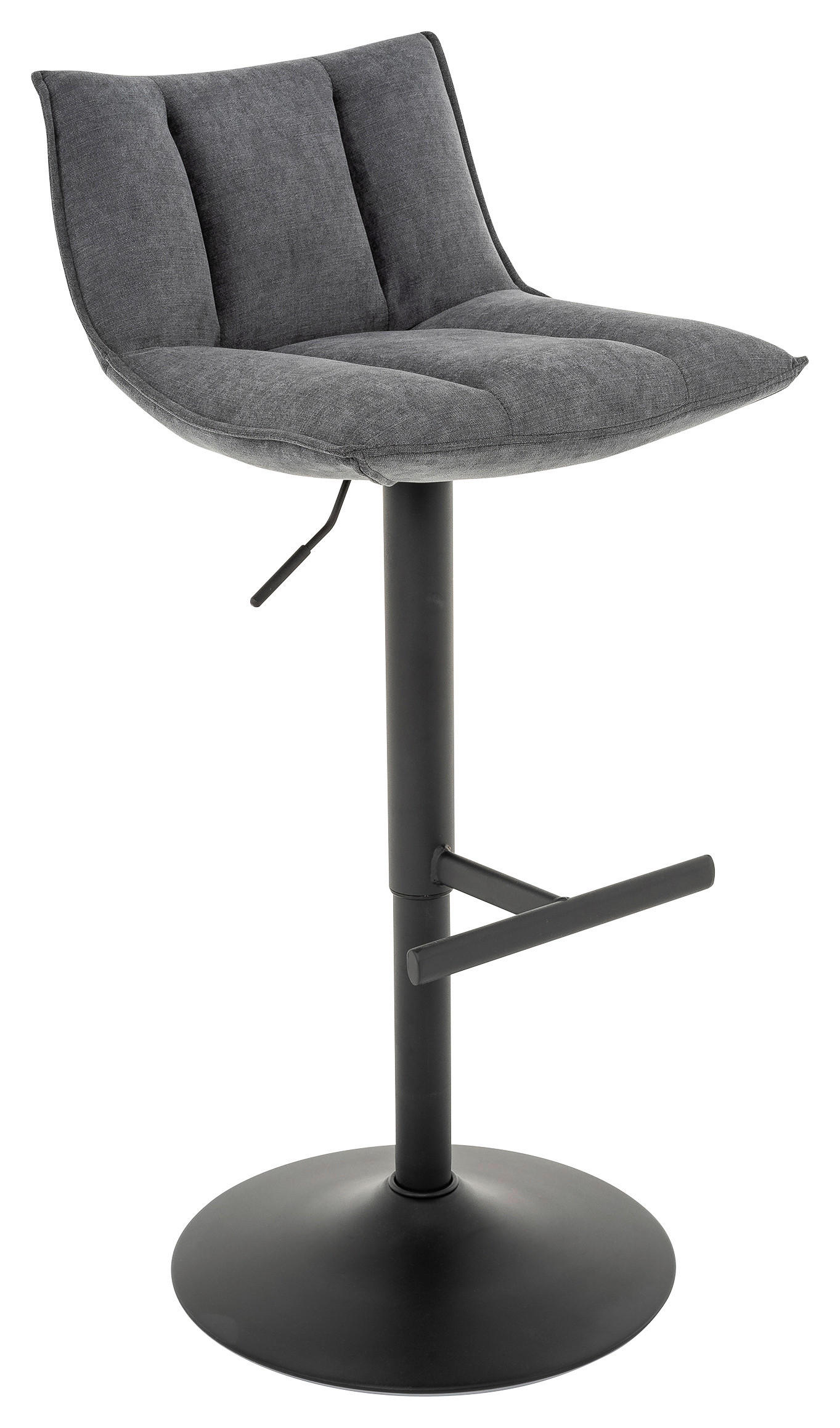 BARHOCKER Webstoff Grau, Schwarz Eisen Sitzfläche 360° drehbar  - Schwarz/Grau, MODERN, Textil/Metall (46/87-108/52cm) - MID.YOU