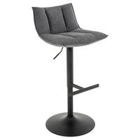 BARHOCKER Webstoff Grau, Schwarz Eisen Sitzfläche 360° drehbar  - Schwarz/Grau, MODERN, Textil/Metall (46/87-108/52cm) - MID.YOU