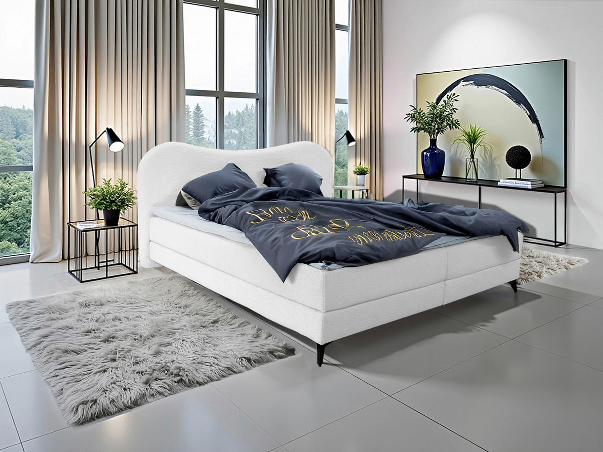 POLSTERBETT Perlmutt 160/200 cm  - Perlmutt/Schwarz, MODERN, Textil/Metall (160/200cm) - Livetastic