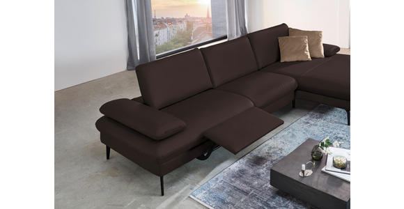 ECKSOFA in Echtleder Braun  - Schwarz/Braun, Design, Leder/Metall (325/157cm) - Dieter Knoll