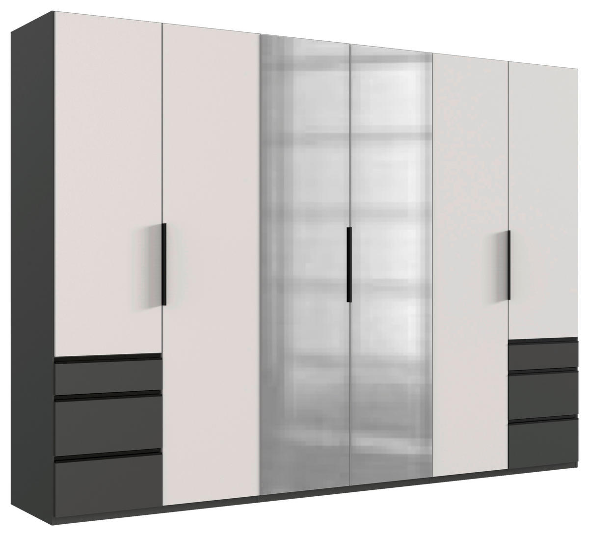 DREHTÜRENSCHRANK in Graphitfarben, Weiss  - Weiss/Schwarz, Konventionell, Holzwerkstoff/Metall (300/236/58cm) - Hom`in
