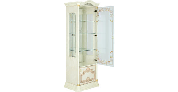 VITRINE in Beige - Beige/Goldfarben, LIFESTYLE, Glas/Holzwerkstoff (76/209/53cm) - Cantus
