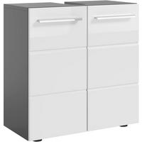 WASCHBECKENUNTERSCHRANK 60/62/31 cm  - Weiß Hochglanz/Anthrazit, Natur, Holzwerkstoff/Kunststoff (60/62/31cm) - Xora
