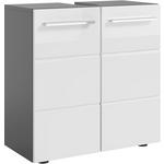 WASCHBECKENUNTERSCHRANK 60/62/31 cm  - Weiß Hochglanz/Anthrazit, Natur, Holzwerkstoff/Kunststoff (60/62/31cm) - Xora