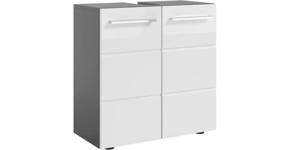 WASCHBECKENUNTERSCHRANK 60/62/31 cm  - Weiß Hochglanz/Anthrazit, Natur, Holzwerkstoff/Kunststoff (60/62/31cm) - Xora