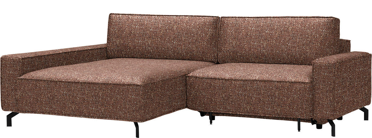 ECKSOFA  in Mikrofaser Terracotta  164/246 cm  - Terracotta/Schwarz, Design, Textil/Metall (164/246cm) - Sedda