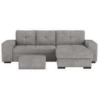 ECKSCHLAFSOFA Mikrofaser Grau  - Schwarz/Grau, Modern, Kunststoff/Textil (268/156cm) - MID.YOU