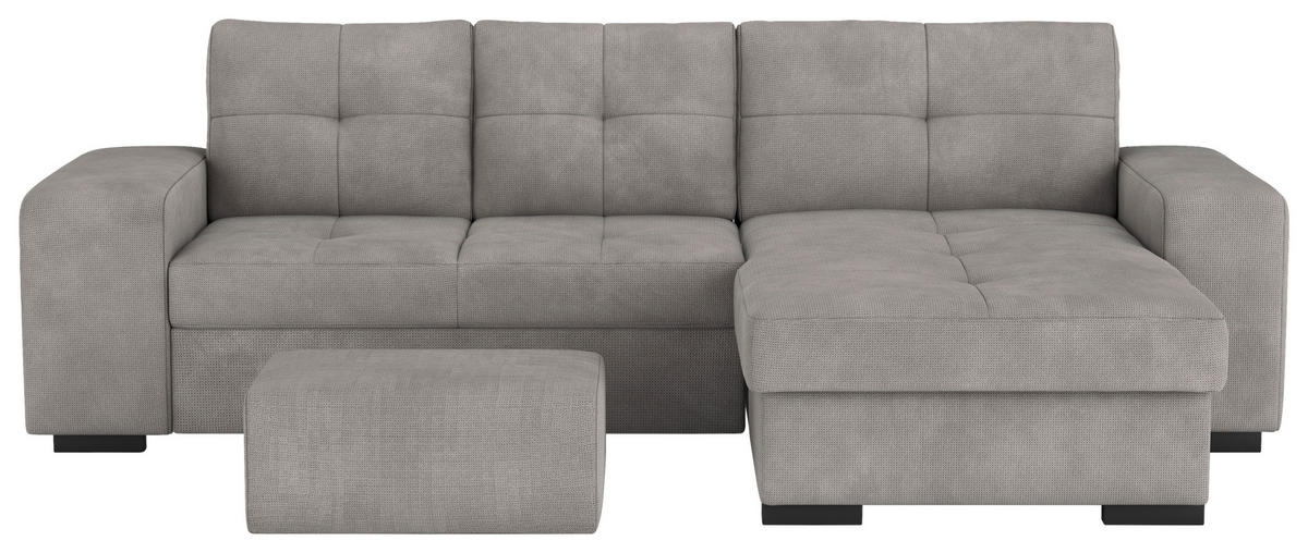 ECKSCHLAFSOFA Mikrofaser Grau  - Schwarz/Grau, Modern, Kunststoff/Textil (268/156cm) - MID.YOU
