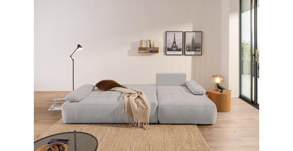 ECKSOFA  in Webstoff Hellgrau  - Hellgrau/Schwarz, KONVENTIONELL, Kunststoff/Textil (282/162cm) - Carryhome