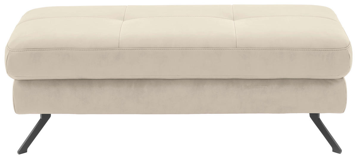 HOCKER in Textil Creme, Naturfarben  - Creme/Schwarz, Design, Textil/Metall (130/47/65cm) - Beldomo System