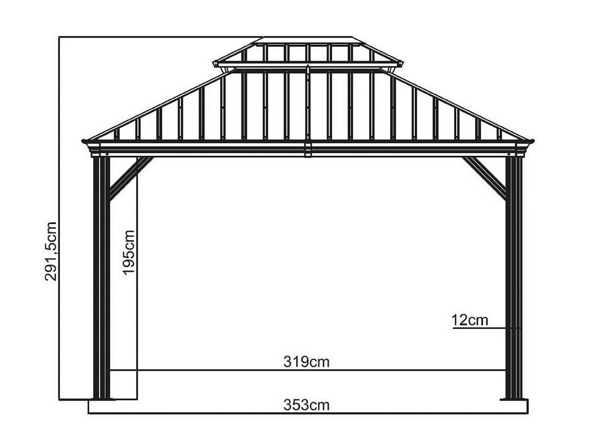 PAVILLON 369/291/298 cm   - Anthrazit, Basics, Metall (369/291/298cm)