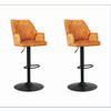 BARHOCKER-SET Samt, Velours Orange, Goldfarben, Cognac gastro- und objekttauglich, Sitzfläche 360° drehbar  - Cognac/Goldfarben, MODERN, Textil/Metall (54/100/58cm) - MID.YOU