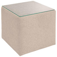 BEISTELLTISCH 45/45/50 cm Beige quadratisch  - Beige, Basics, Glas/Textil (45/45/50cm) - Novel