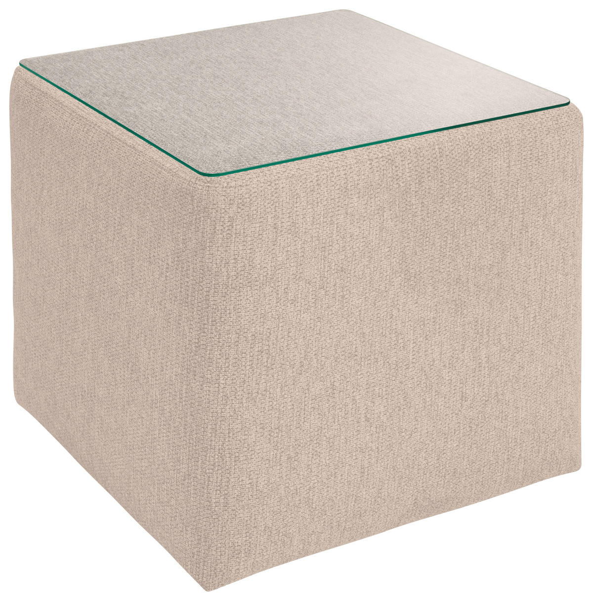 BEISTELLTISCH 45/45/50 cm Beige quadratisch  - Beige, Basics, Glas/Textil (45/45/50cm) - Novel