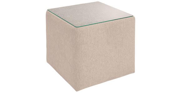 BEISTELLTISCH 45/45/50 cm Beige quadratisch - Beige, Basics, Glas/Textil (45/45/50cm) - Novel