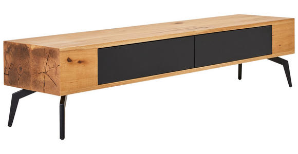 LOWBOARD Eiche furniert Schwarz, Eichefarben  - Eichefarben/Schwarz, LIFESTYLE, Holz/Holzwerkstoff (160/38/40cm) - Xora