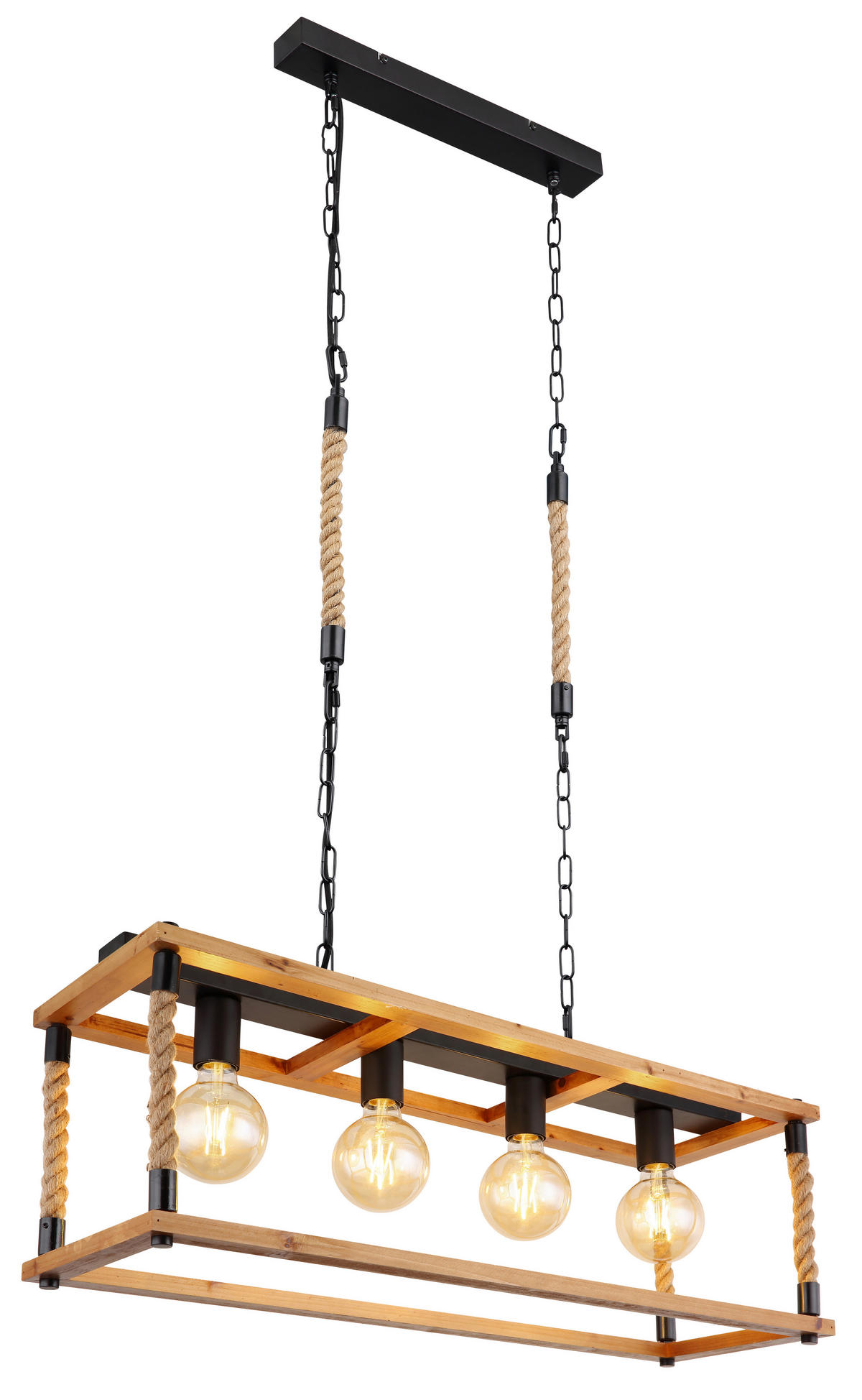 HÄNGELEUCHTE Vernon 80/25/120 cm   - Schwarz/Braun, Natur, Naturmaterialien/Holz (80/25/120cm) - Globo