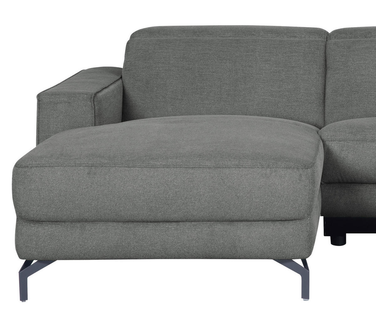 ECKSOFA Grau Webstoff  - Schwarz/Grau, Design, Textil/Metall (176/278cm) - Livetastic