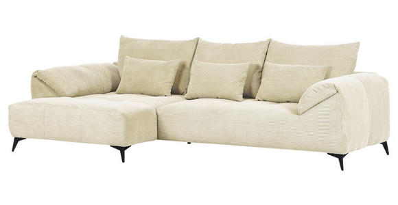 ECKSOFA in Cord Beige  - Beige/Schwarz, KONVENTIONELL, Textil/Metall (176/311cm) - Carryhome