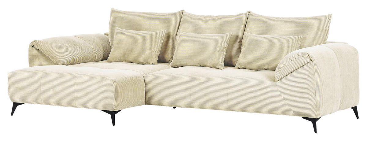ECKSOFA in Cord Naturfarben  - Schwarz/Naturfarben, Konventionell, Textil/Metall (176/311cm) - Carryhome