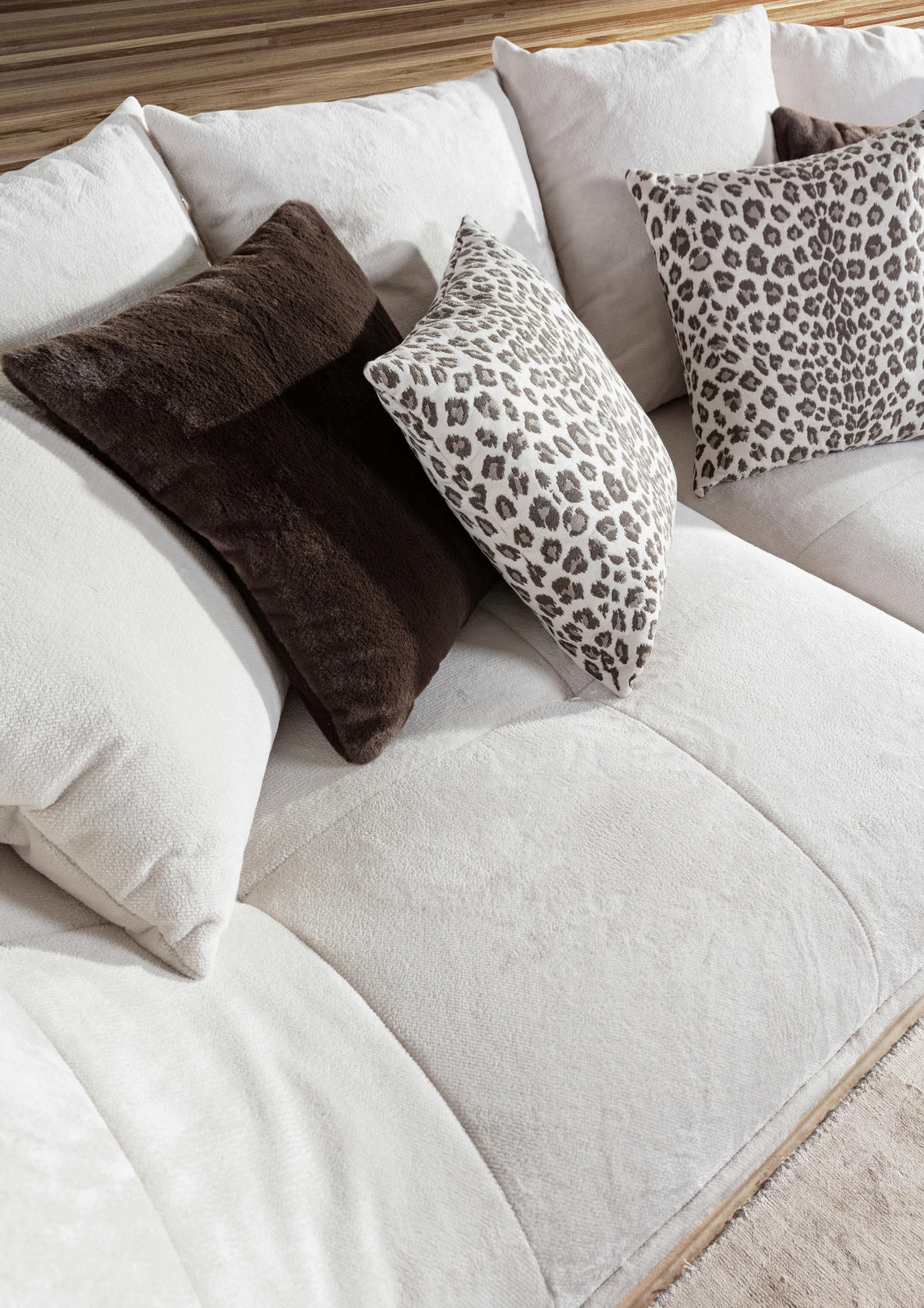 BIGSOFA Flachgewebe Creme  - Dunkelbraun/Beige, Design, Textil/Metall (275/80/123cm) - Lomoco